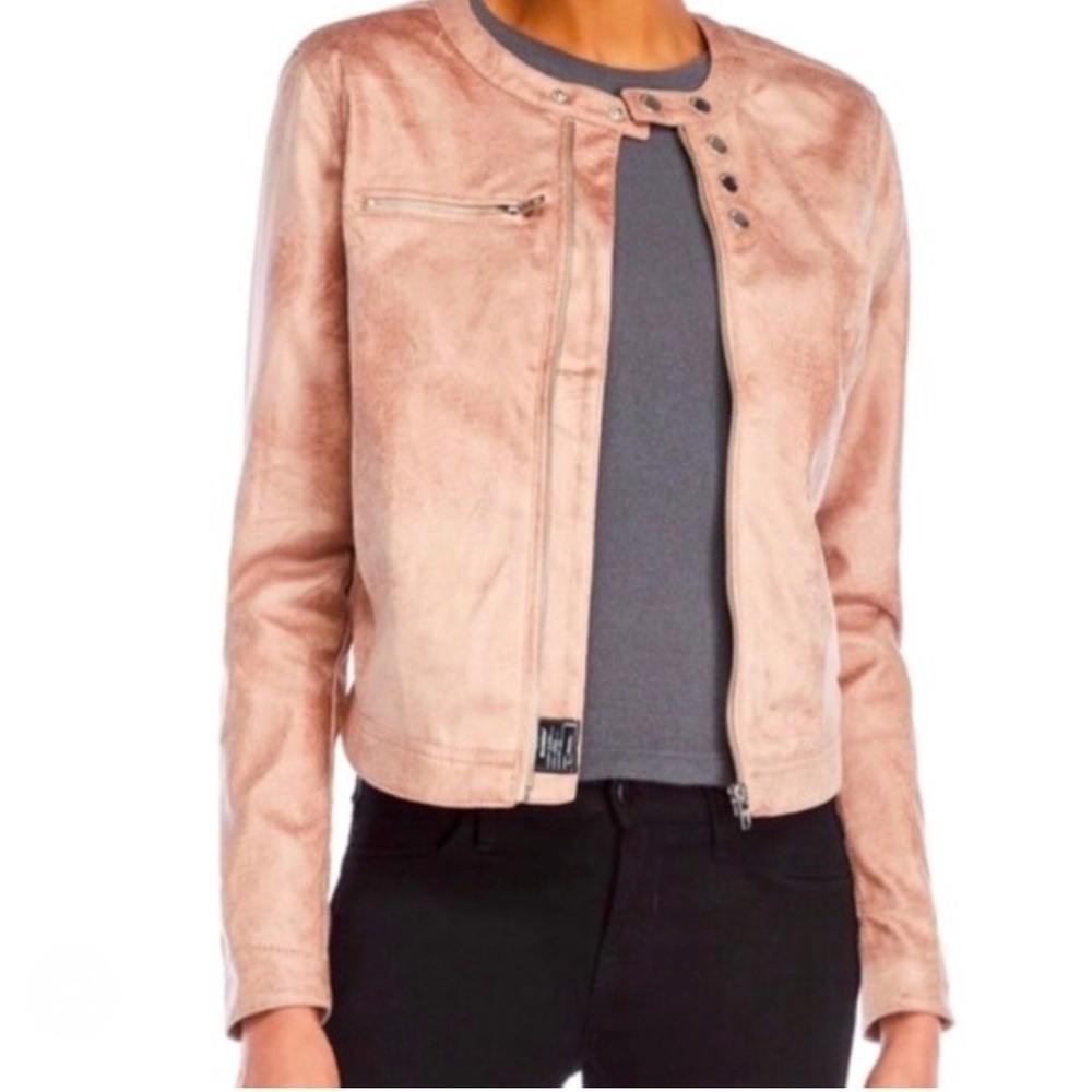 William Rast Faux Pink Suede Moto Jacket